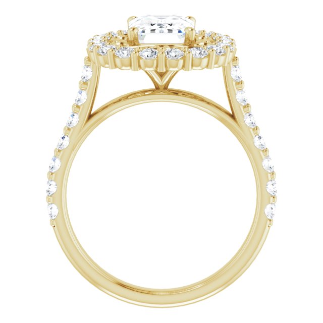 Cubic Zirconia Engagement Ring- The Flora (Customizable Radiant Cut Cathedral Style with Oversized Halo)