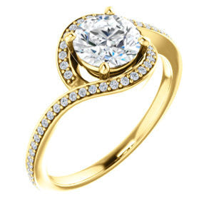 Cubic Zirconia Engagement Ring- The Annalisa (Customizable Round Cut Bypass with Twisting Pavé Band)