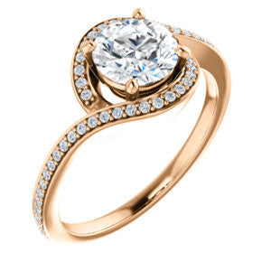 Cubic Zirconia Engagement Ring- The Annalisa (Customizable Round Cut Bypass with Twisting Pavé Band)