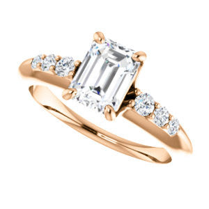 Cubic Zirconia Engagement Ring- The Karyn Nya (Customizable 7-stone Emerald Cut style with Tapered Band & Round Prong-set Accents)