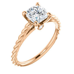 Cubic Zirconia Engagement Ring- The Lolita (Customizable Cushion Cut Style with Braided Metal Band and Round Bezel Peekaboo Accents)