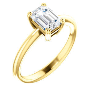 CZ Wedding Set, featuring The Venusia engagement ring (Customizable Emerald Cut Solitaire with Thin Band)