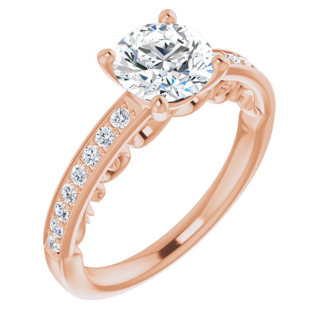 10K Rose Gold Customizable Round Cut Design featuring 3-Sided Infinity Trellis and Round-Channel Accented Band
