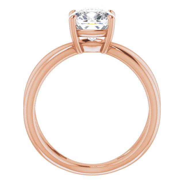 Cubic Zirconia Engagement Ring- The Bǎo (Customizable Cushion Cut Solitaire with Semi-Atomic Symbol Band)