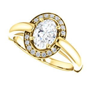 Cubic Zirconia Engagement Ring- The Kady (Customizable Cathedral-set Oval Cut with Semi-Halo)