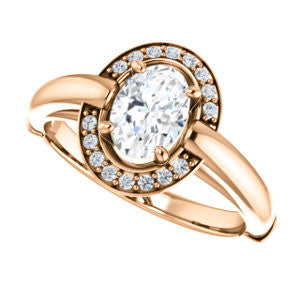 Cubic Zirconia Engagement Ring- The Kady (Customizable Cathedral-set Oval Cut with Semi-Halo)