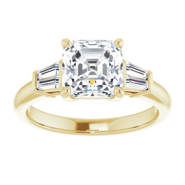 Cubic Zirconia Engagement Ring- The Chloe (Customizable 5-stone Asscher Cut Style with Quad Tapered Baguettes)