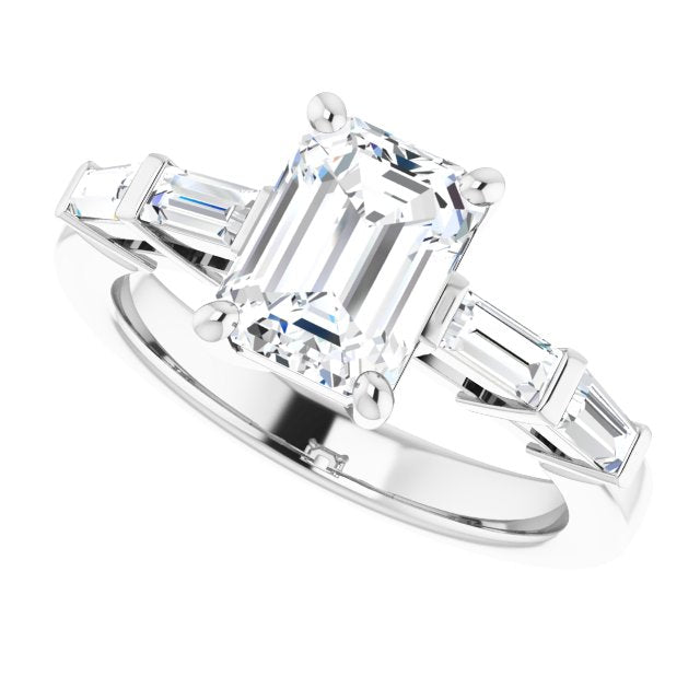 Cubic Zirconia Engagement Ring- The Bodhi (Customizable 9-stone Design with Radiant Cut Center and Round Bezel Accents)