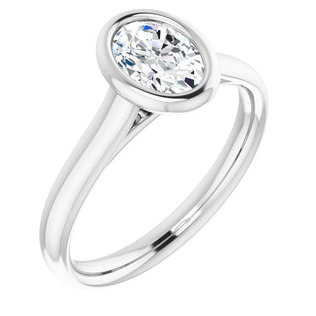 10K White Gold Customizable Cathedral-Bezel Oval Cut Solitaire