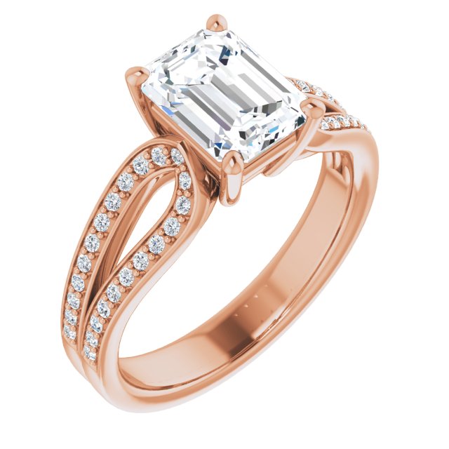 Cubic Zirconia Engagement Ring- The Annemarie (Customizable Radiant Cut Design featuring Shared Prong Split-band)