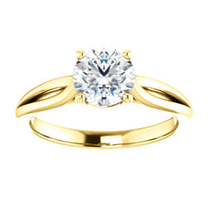 Cubic Zirconia Engagement Ring- The Viola (Customizable Round Cut Solitaire with Curving Tapered Split Band)