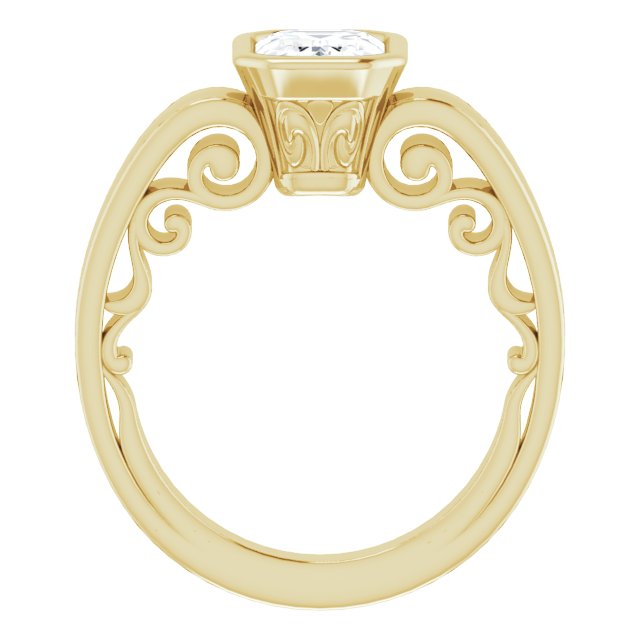 Cubic Zirconia Engagement Ring- The Fredrika (Customizable Bezel-set Radiant Cut Solitaire with Wide 3-sided Band)