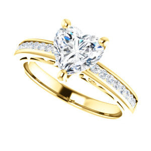 Cubic Zirconia Engagement Ring- The Jazmin Ella (Customizable Heart Cut with Three-sided Filigree and Channel Accents)