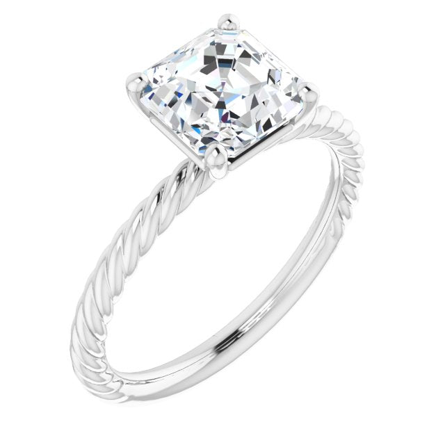 Cubic Zirconia Engagement Ring- The Donna Lea (Customizable Asscher Cut Solitaire featuring Braided Rope Band)