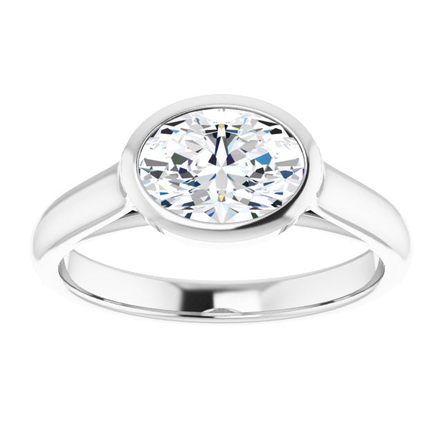 Cubic Zirconia Engagement Ring- The Ann Michelle (Customizable Cathedral-Bezel Oval Cut 7-stone "Semi-Solitaire" Design)