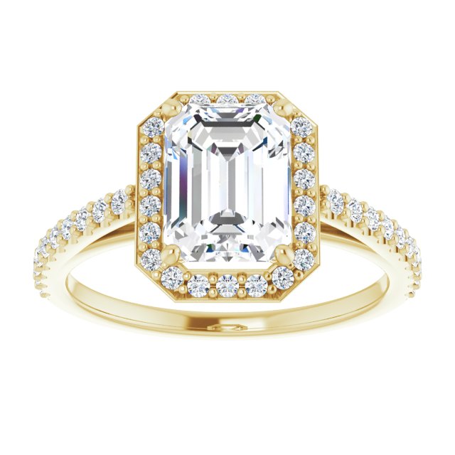 Cubic Zirconia Engagement Ring- The Catherine Lea (Customizable Radiant Cut Design with Halo and Thin Pavé Band)