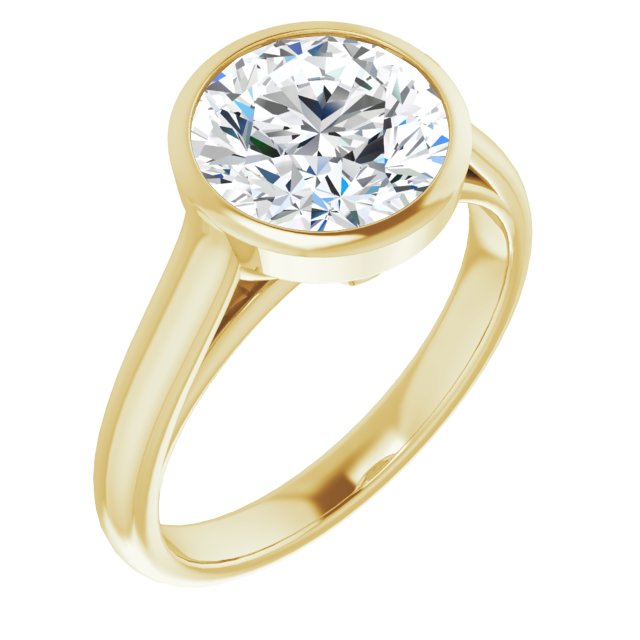 14K Yellow Gold Customizable Cathedral-Bezel Round Cut 7-stone "Semi-Solitaire" Design