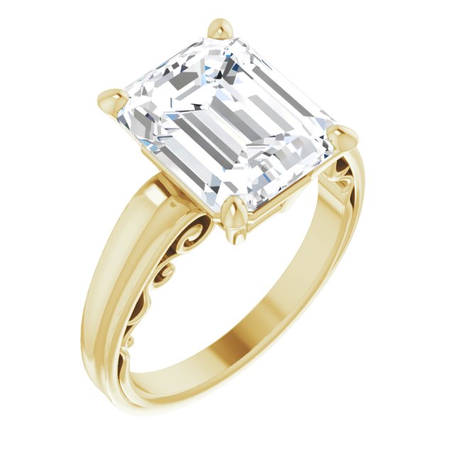 10K Yellow Gold Customizable Emerald/Radiant Cut Solitaire