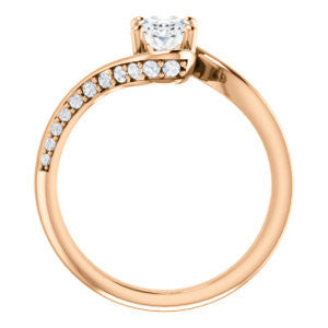 Cubic Zirconia Engagement Ring- The Nicola (Customizable Oval Cut Style with Twisting Bypass Band featuring Inset Pavé Accents)