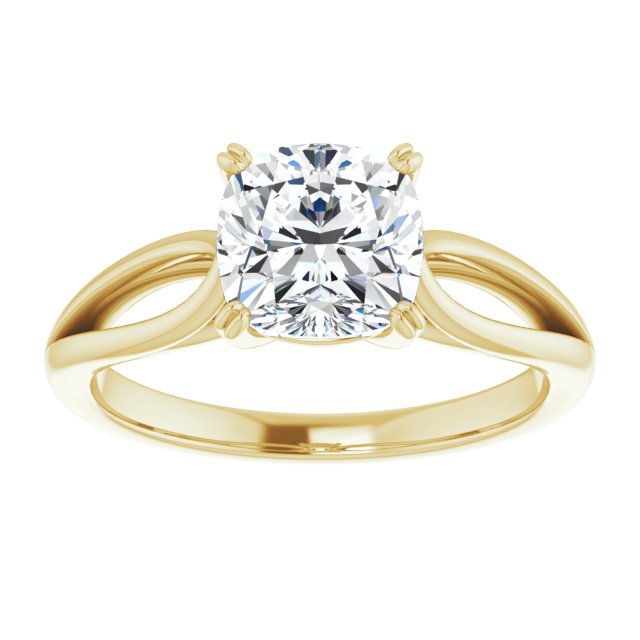 Cubic Zirconia Engagement Ring- The Gayle (Customizable Cushion Cut Solitaire with Wide-Split Band)