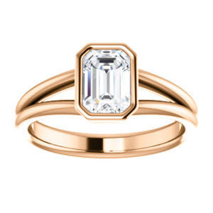 Cubic Zirconia Engagement Ring- The Shae (Customizable Emerald Cut Split-Band Solitaire)