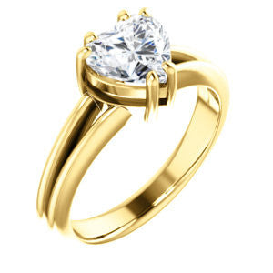 Cubic Zirconia Engagement Ring- The Reese (Customizable Heart Cut Solitaire with Grooved Band)