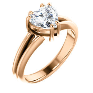 Cubic Zirconia Engagement Ring- The Reese (Customizable Heart Cut Solitaire with Grooved Band)
