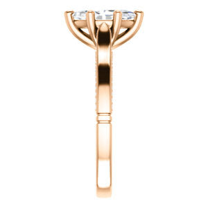 Cubic Zirconia Engagement Ring- The Tonja (Customizable Marquise Cut Semi-Solitaire with Dual Three-sided Pavé Band)