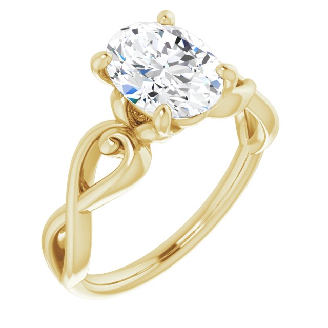10K Yellow Gold Customizable Oval Cut Solitaire Design with Tapered Infinity-symbol Split-band