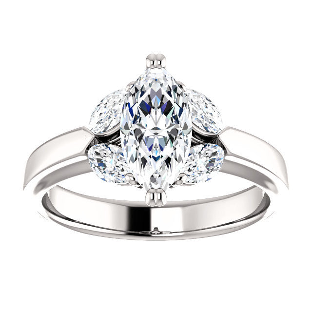 Cubic Zirconia Engagement Ring- The Melitza (Customizable Marquise Cut 5-stone with Marquise Accents)