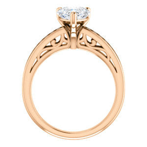 Cubic Zirconia Engagement Ring- The Jazmin Ella (Customizable Heart Cut with Three-sided Filigree and Channel Accents)