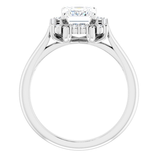 Cubic Zirconia Engagement Ring- The Sana (Customizable Radiant Cut Design with Majestic Crown Halo and Raised Illusion Setting)