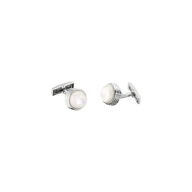 Men’s Cufflinks- Stainless Steel with Mother of Pearl