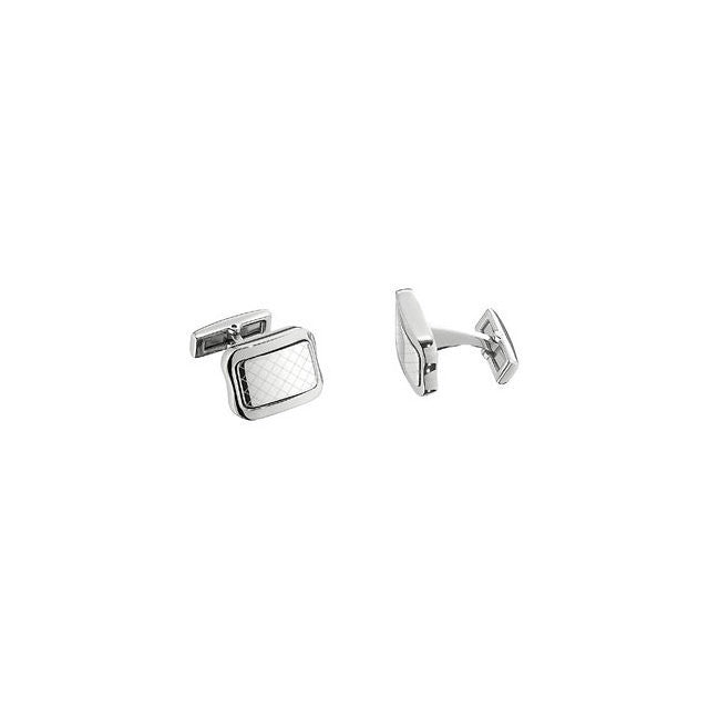 Men’s Cufflinks- Stainless Steel with Chain-Link Inpired Center