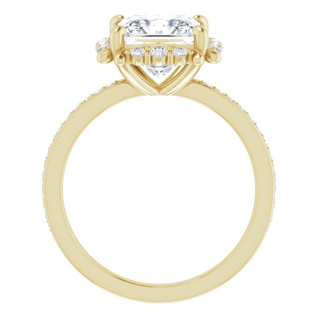 Cubic Zirconia Engagement Ring- The Agatha (Customizable Princess/Square Cut Style with Halo and Thin Shared Prong Band)