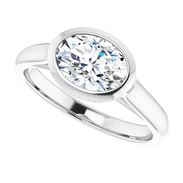 Cubic Zirconia Engagement Ring- The Alexia (Customizable Oval Cut Semi-Solitaire with Under-Halo and Peekaboo Cluster)