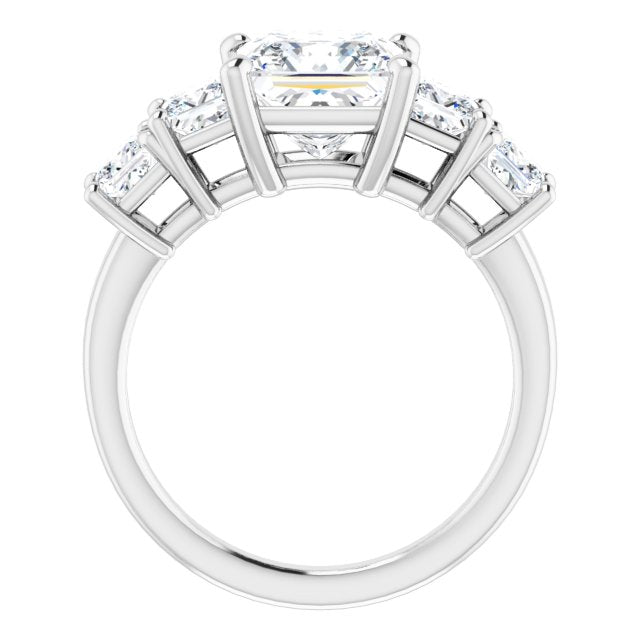 Cubic Zirconia Engagement Ring- The Abril (Customizable 5-stone Princess/Square Cut Style with Quad Princess-Cut Accents)