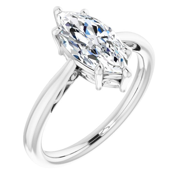 Cubic Zirconia Engagement Ring- The Abbey Ro (Customizable Marquise Cut Solitaire with 'Incomplete' Decorations)