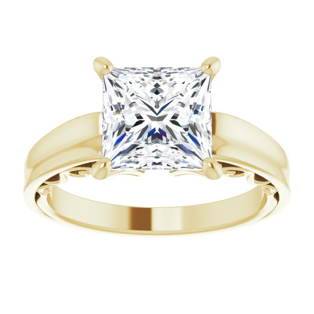 Cubic Zirconia Engagement Ring- The Aliyah Rose (Customizable Princess/Square Cut Solitaire)