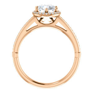 Cubic Zirconia Engagement Ring- The Letitia (Customizable Cathedral-set Round Cut Halo Style with Pavé Band)