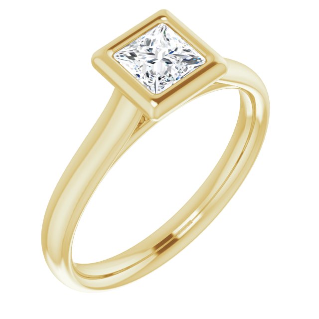 10K Yellow Gold Customizable Cathedral-Bezel Princess/Square Cut Solitaire