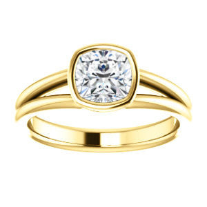 CZ Wedding Set, featuring The Shae engagement ring (Customizable Cushion Cut Split-Band Solitaire)