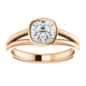 CZ Wedding Set, featuring The Shae engagement ring (Customizable Cushion Cut Split-Band Solitaire)