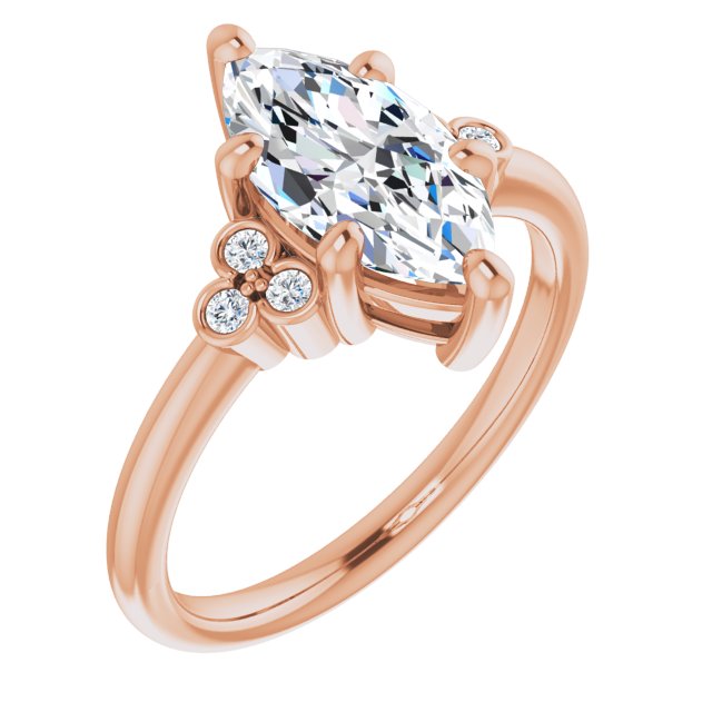 Cubic Zirconia Engagement Ring- The Irene (Customizable 7-stone Marquise Cut Center with Round-Bezel Side Stones)