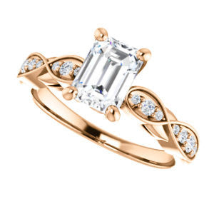 Cubic Zirconia Engagement Ring- The Meryl (Customizable Emerald Cut Design featuring Pavé-Infinity Band and Peekaboo Accents)