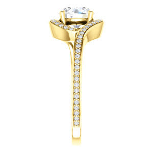 Cubic Zirconia Engagement Ring- The Annalisa (Customizable Round Cut Bypass with Twisting Pavé Band)