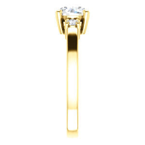 Cubic Zirconia Engagement Ring- The Jacqueline (Customizable Round Cut 3-stone with Thin Band and Dual Round Prong Accents)