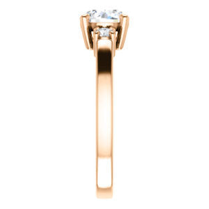 Cubic Zirconia Engagement Ring- The Jacqueline (Customizable Round Cut 3-stone with Thin Band and Dual Round Prong Accents)