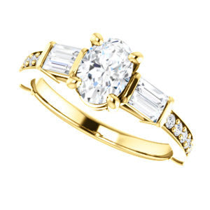 Cubic Zirconia Engagement Ring- The Rosetta (Customizable Oval Cut Enhanced 5-stone Design with Pavé Band)