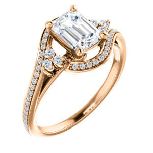 Cubic Zirconia Engagement Ring- The Candie (Customizable Radiant Cut with Artisan Bypass Pavé and 7-stone Cluster)